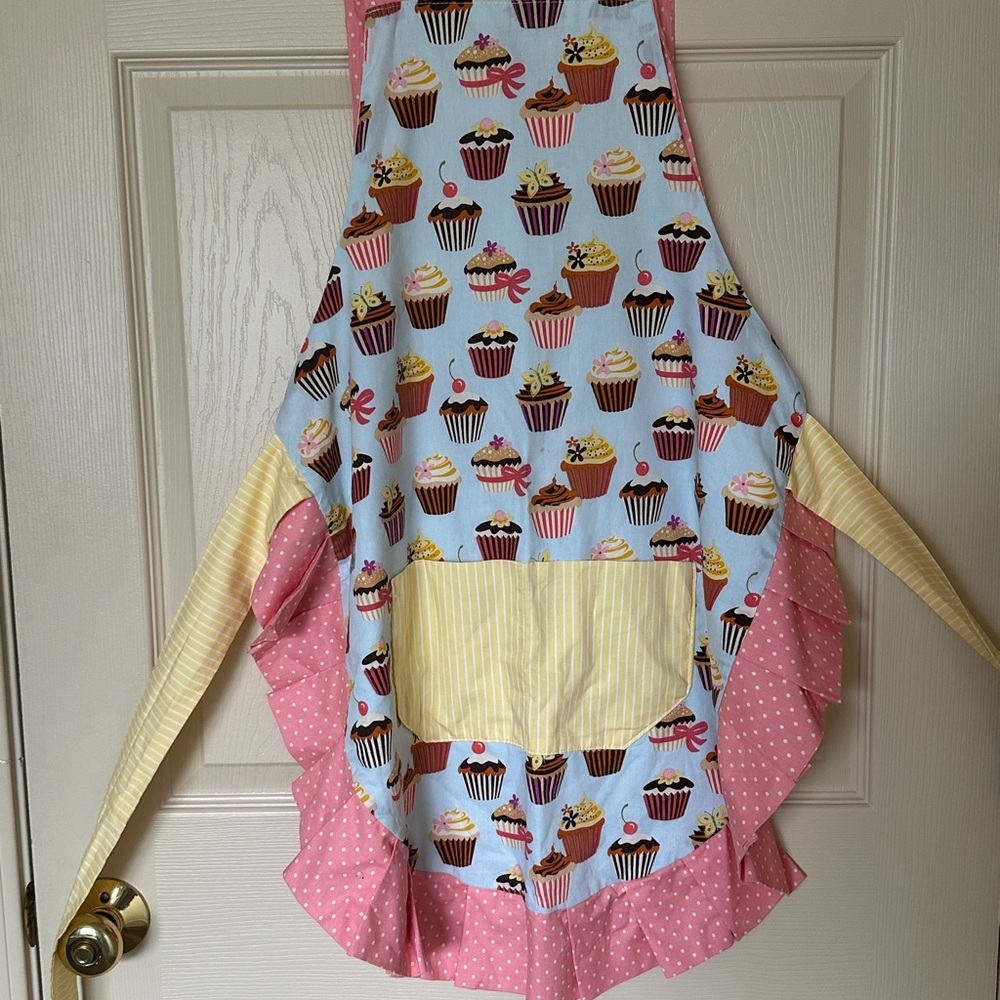 Apron - Cupcake Print with Pink and Yellow Accents
